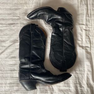 Black Leather Cowboy Boots